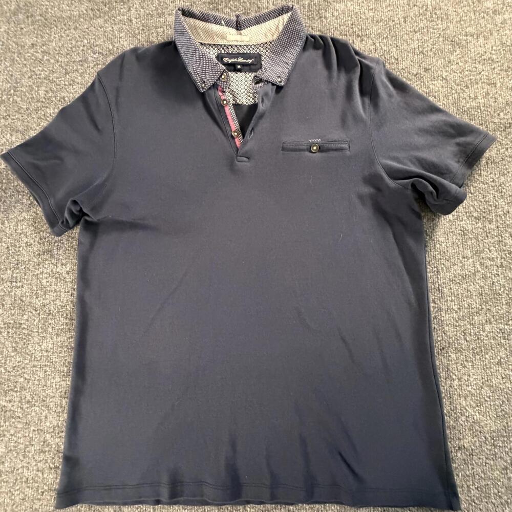 English Laundry Men's Polo Shirt Medium Navy Blue Cotton #792